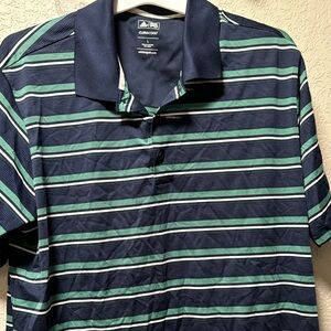 Adidas ClimaCool Polo in Navy, Green and White Stripes